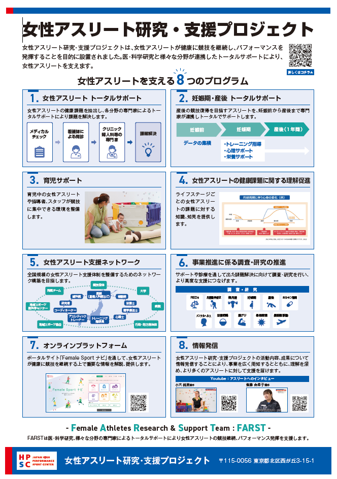 女性アスリート研究・支援プロジェクトは、女性アスリートが健康に競技を継続し、パフォーマンスを発揮することを目的に設置されました。医科学研究と様々な分野が連携したトータルサポートにより、女性アスリートを支えます。